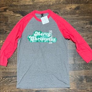 New Merry Christmas Raglan Shirt Small
